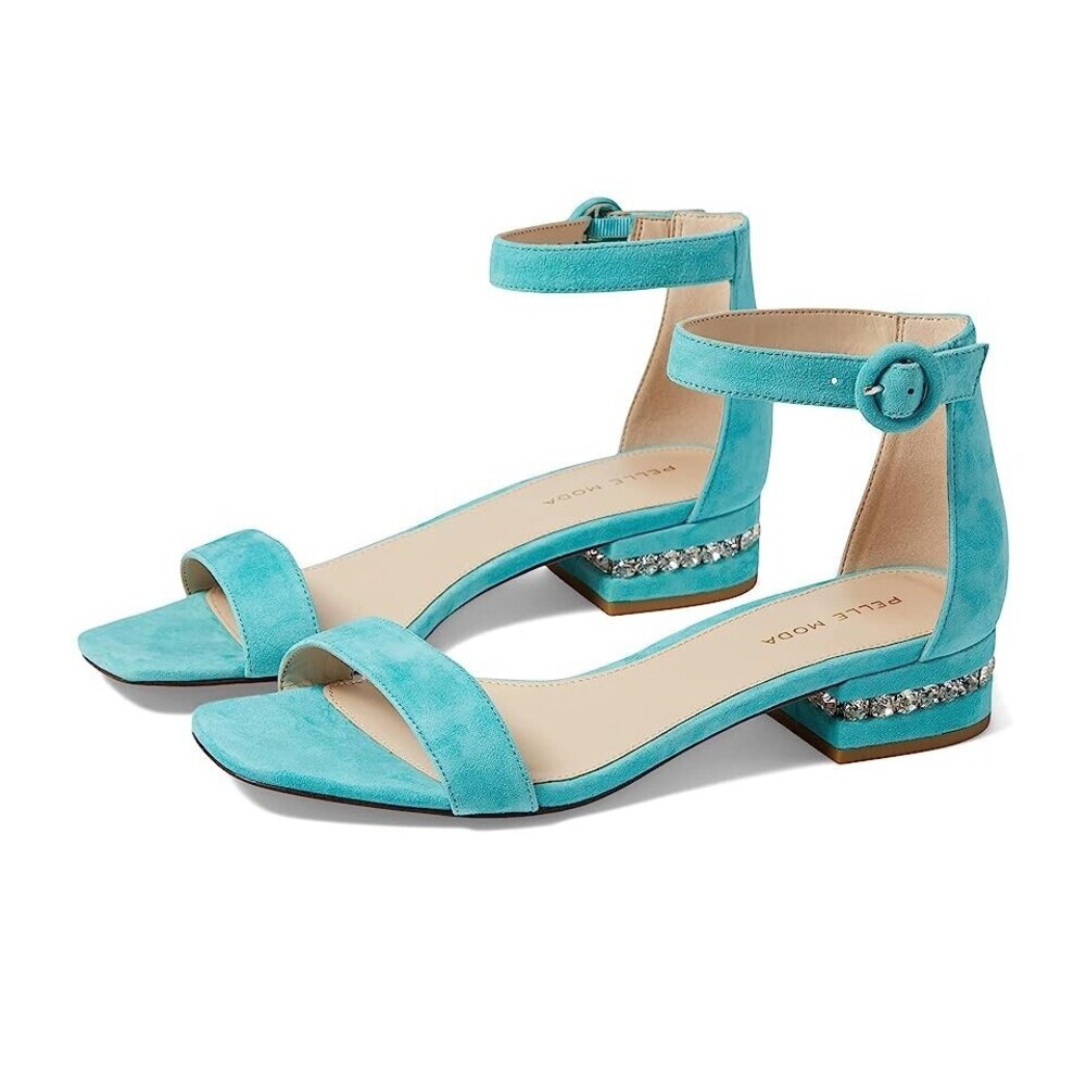 Pelle Moda Nita Strappy Womens US 6 Aqua Suede Ankle Strap Sandals JOBB2213